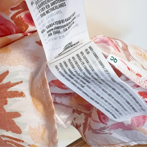 Abercrombie & Fitch Puff Sleeve Mini Dress Orange/Red Watercolor Floral Size XS - Picture 10 of 10